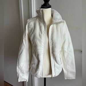 GUESS white fur and leather jacket. Size small. Brand new with tag, unworn.